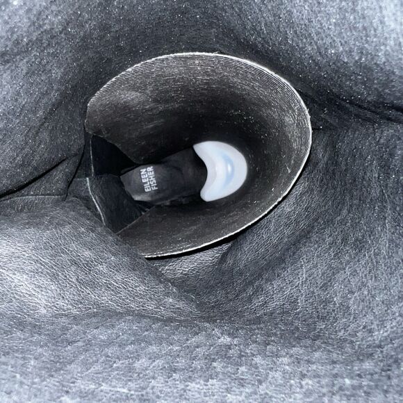 Eileen Fisher Slouched Tall Heeled Boots Women’s Black Suede Women's 9 Classic - Picture 9 of 11